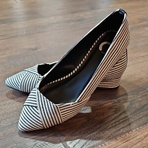 Striped Black and White Women's Heels